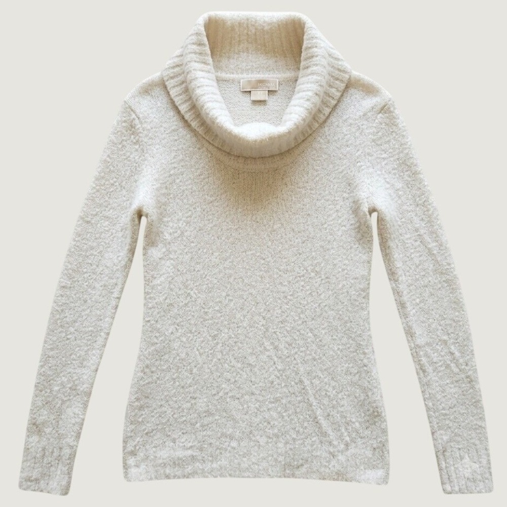 Michael Kors Cowl Neck Sweater Womens Small Cream Wool Blend Knit Pullover AE141